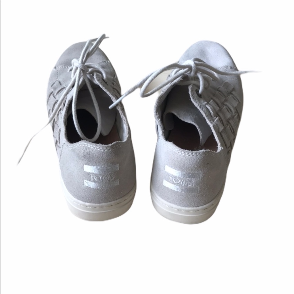 TOMS Grey Woven Lennox Suede Basketweave Sneakers - Picture 4 of 7